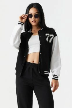 Stitches Ladies Fearless Graphic Oversized Varsity Jacket
