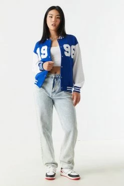 Stitches Ladies 1996 Graphic Oversized Varsity Jacket Jackets + Coats