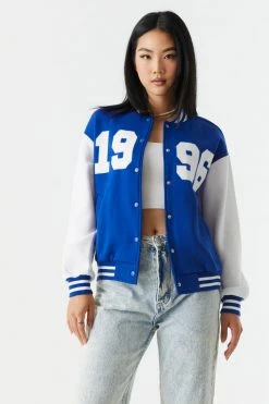 Stitches Ladies 1996 Graphic Oversized Varsity Jacket Jackets + Coats