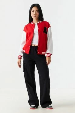 Stitches Ladies Athletics Graphic Oversized Varsity Jacket Jackets + Coats