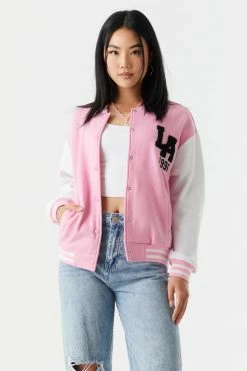 Stitches Ladies Jackets + Coats LA Graphic Oversized Varsity Jacket