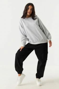 Stitches Ladies Tops Crew Neck Fleece Boyfriend Sweatshirt