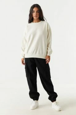 Stitches Ladies Tops Crew Neck Fleece Boyfriend Sweatshirt