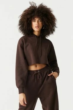 Stitches Ladies Fleece Cropped Drawstring Hoodie