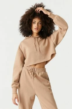 Stitches Ladies Fleece Cropped Drawstring Hoodie