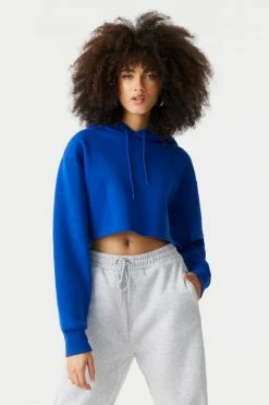 Stitches Ladies Fleece Cropped Drawstring Hoodie