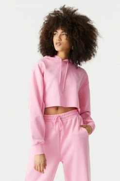 Stitches Ladies Fleece Cropped Drawstring Hoodie