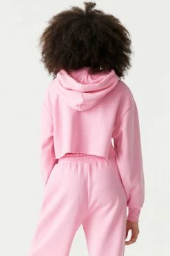 Stitches Ladies Fleece Cropped Drawstring Hoodie