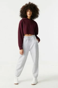 Stitches Ladies Fleece Cropped Drawstring Hoodie