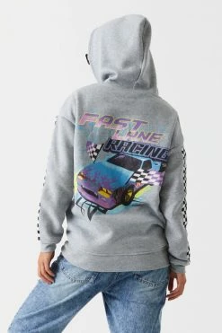 Stitches Ladies Fast Lane Graphic Oversized Zip-Up Hoodie