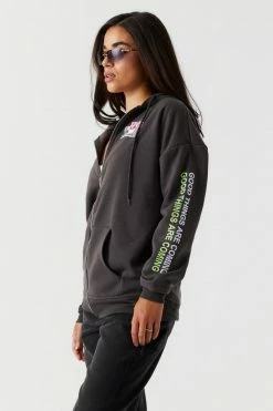 Stitches Ladies Tops Good Things Are Coming Graphic Oversized Zip-Up Hoodie 8 Stitches Ladies Tops Good Things Are Coming Graphic Oversized Zip-Up Hoodie