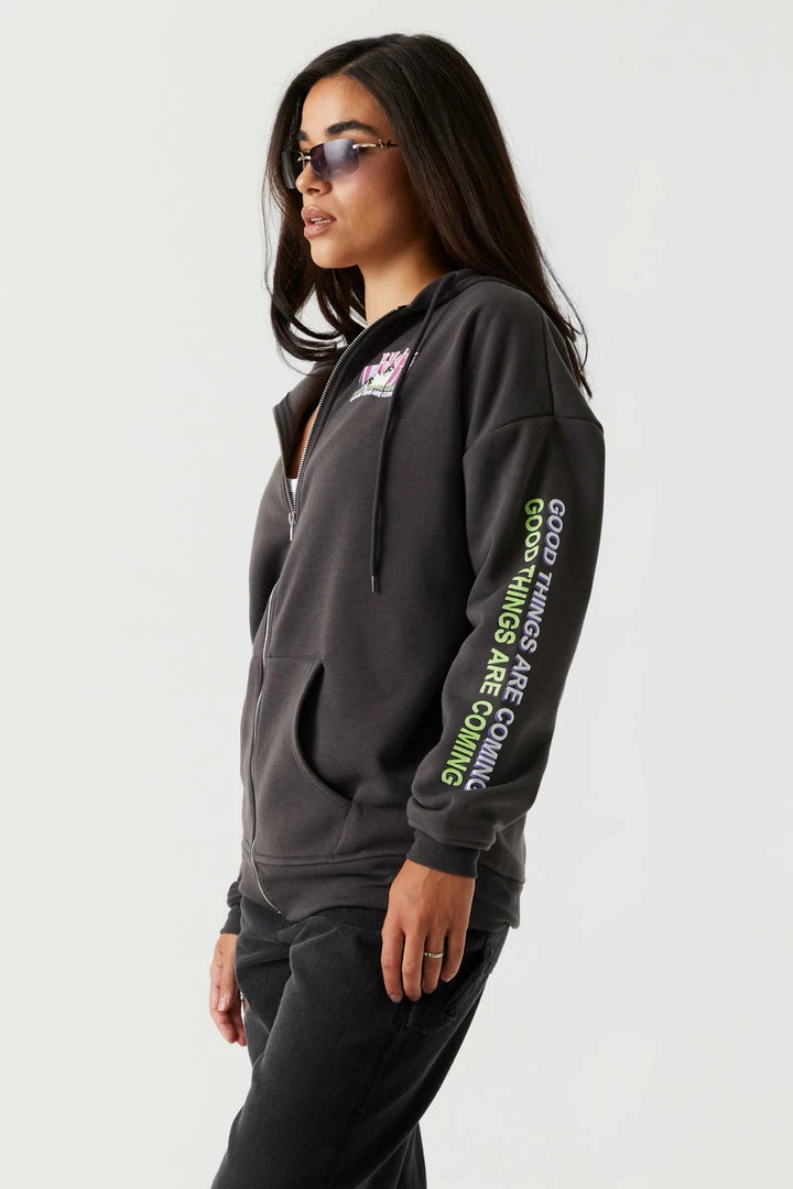 Stitches Ladies Tops Good Things Are Coming Graphic Oversized Zip-Up Hoodie 3 Stitches Ladies Tops Good Things Are Coming Graphic Oversized Zip-Up Hoodie