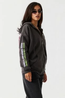 Stitches Ladies Tops Good Things Are Coming Graphic Oversized Zip-Up Hoodie 9 Stitches Ladies Tops Good Things Are Coming Graphic Oversized Zip-Up Hoodie