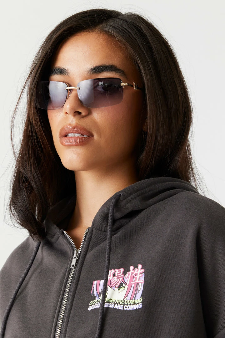 Stitches Ladies Tops Good Things Are Coming Graphic Oversized Zip-Up Hoodie 5 Stitches Ladies Tops Good Things Are Coming Graphic Oversized Zip-Up Hoodie