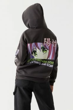 Stitches Ladies Tops Good Things Are Coming Graphic Oversized Zip-Up Hoodie