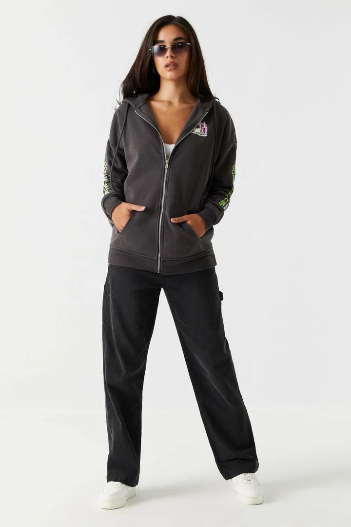 Stitches Ladies Tops Good Things Are Coming Graphic Oversized Zip-Up Hoodie 6 Stitches Ladies Tops Good Things Are Coming Graphic Oversized Zip-Up Hoodie