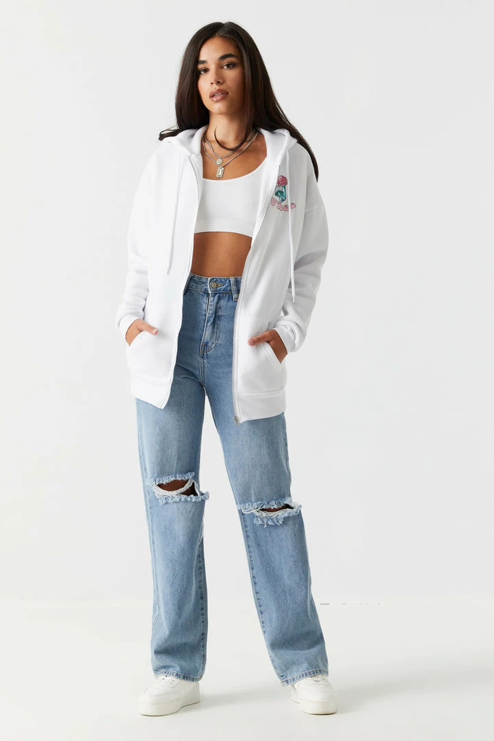 Stitches Ladies Tops Mystical Mushroom Graphic Oversized Zip-Up Hoodie 4 Stitches Ladies Tops Mystical Mushroom Graphic Oversized Zip-Up Hoodie