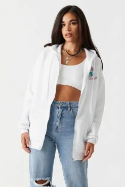 Stitches Ladies Tops Mystical Mushroom Graphic Oversized Zip-Up Hoodie