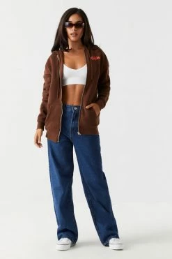 Stitches Ladies Tops California Graphic Oversized Zip-Up Hoodie