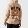 Stitches Ladies New York Graphic Oversized Zip-Up Hoodie Tops