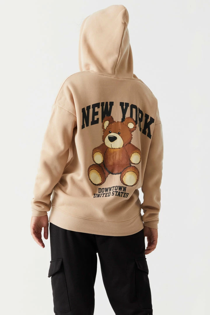Stitches Ladies New York Graphic Oversized Zip-Up Hoodie Tops 1 Stitches Ladies New York Graphic Oversized Zip-Up Hoodie Tops