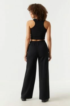 Stitches Ladies Bottoms Brooklyn Graphic Wide Leg Fleece Varsity Jogger