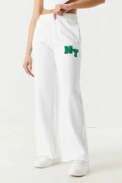 Stitches Ladies New York Graphic Wide Leg Varsity Jogger