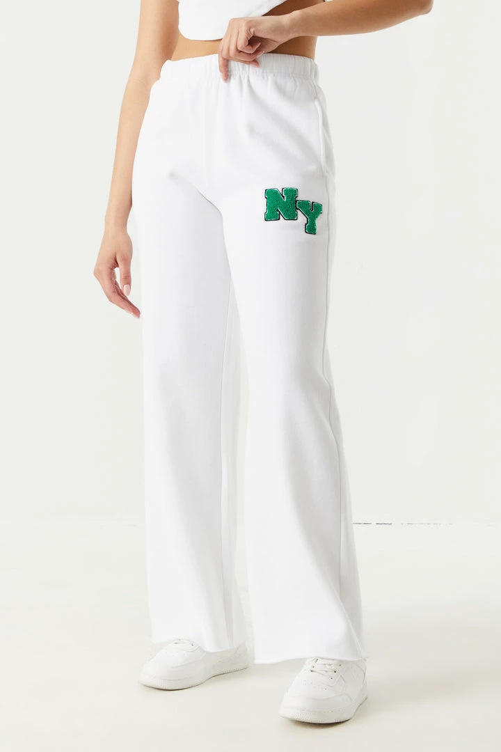 Stitches Ladies New York Graphic Wide Leg Varsity Jogger 2 Stitches Ladies New York Graphic Wide Leg Varsity Jogger