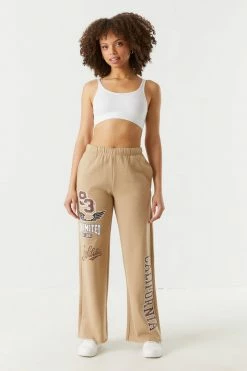 Stitches Ladies California Graphic Wide Leg Fleece Varsity Jogger Bottoms