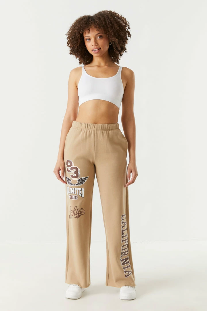 Stitches Ladies California Graphic Wide Leg Fleece Varsity Jogger Bottoms 1 Stitches Ladies California Graphic Wide Leg Fleece Varsity Jogger Bottoms