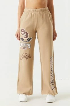 Stitches Ladies California Graphic Wide Leg Fleece Varsity Jogger Bottoms