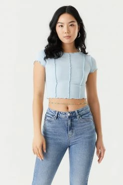 Stitches Ladies Tops Ribbed Exposed Seam Crop Top