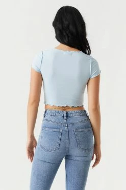 Stitches Ladies Tops Ribbed Exposed Seam Crop Top