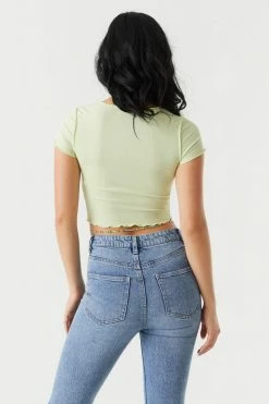 Stitches Ladies Tops Ribbed Exposed Seam Crop Top