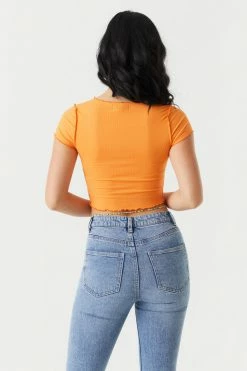 Stitches Ladies Tops Ribbed Exposed Seam Crop Top