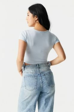 Stitches Ladies Ribbed Ruched Side Crop Top