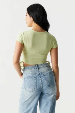 Stitches Ladies Ribbed Ruched Side Crop Top