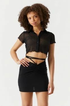 Stitches Ladies Tops Mesh Crop Polo