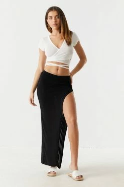 Stitches Ladies Tops Self-Tie Wrap Waist Crop Top