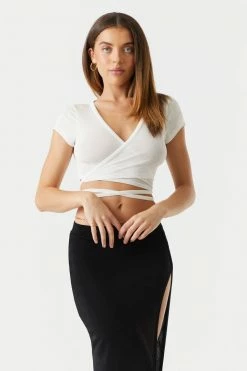 Stitches Ladies Tops Self-Tie Wrap Waist Crop Top