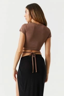 Stitches Ladies Tops Self-Tie Wrap Waist Crop Top