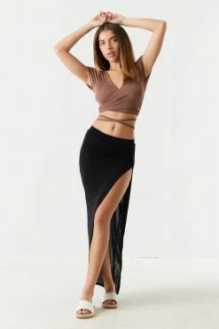 Stitches Ladies Tops Self-Tie Wrap Waist Crop Top