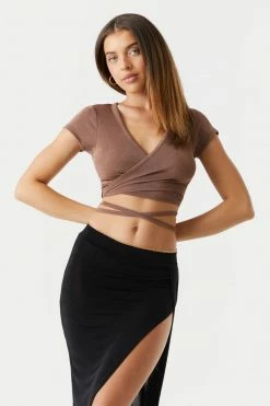 Stitches Ladies Tops Self-Tie Wrap Waist Crop Top