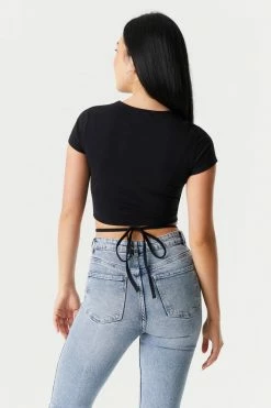 Stitches Ladies Self-Tie Waist Crop Top Tops
