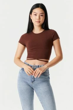 Stitches Ladies Self-Tie Waist Crop Top Tops