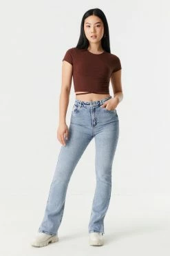 Stitches Ladies Self-Tie Waist Crop Top Tops