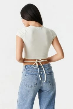 Stitches Ladies Self-Tie Waist Crop Top Tops