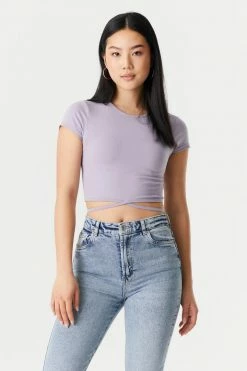 Stitches Ladies Self-Tie Waist Crop Top Tops