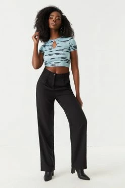 Stitches Ladies Tops Striped Tie-Dye Print Cut-Out Crop Top 5 Stitches Ladies Tops Striped Tie-Dye Print Cut-Out Crop Top