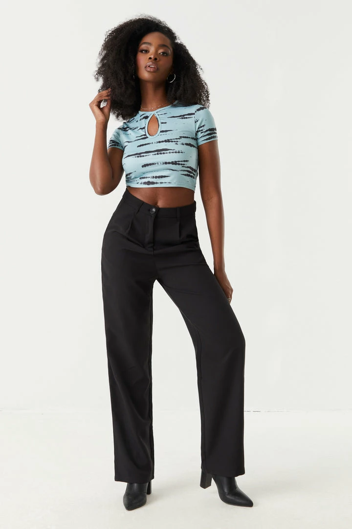 Stitches Ladies Tops Striped Tie-Dye Print Cut-Out Crop Top 3 Stitches Ladies Tops Striped Tie-Dye Print Cut-Out Crop Top